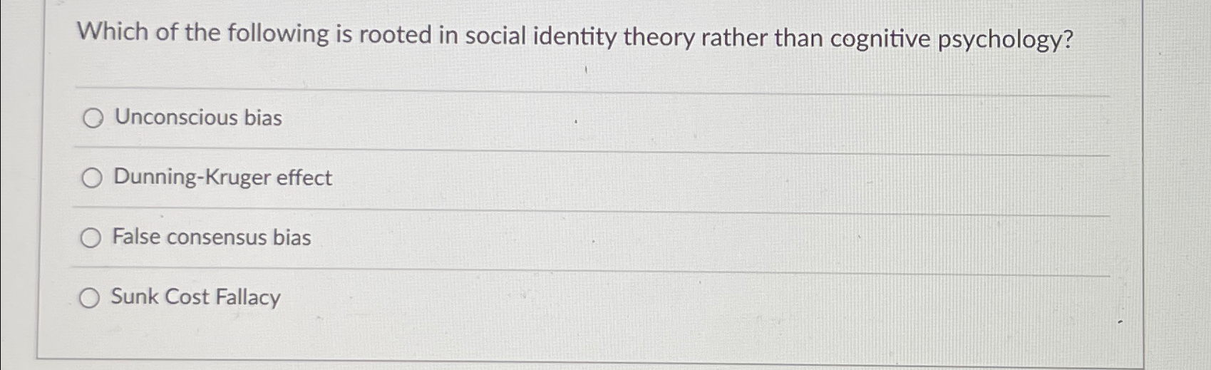Solved Which of the following is rooted in social identity | Chegg.com