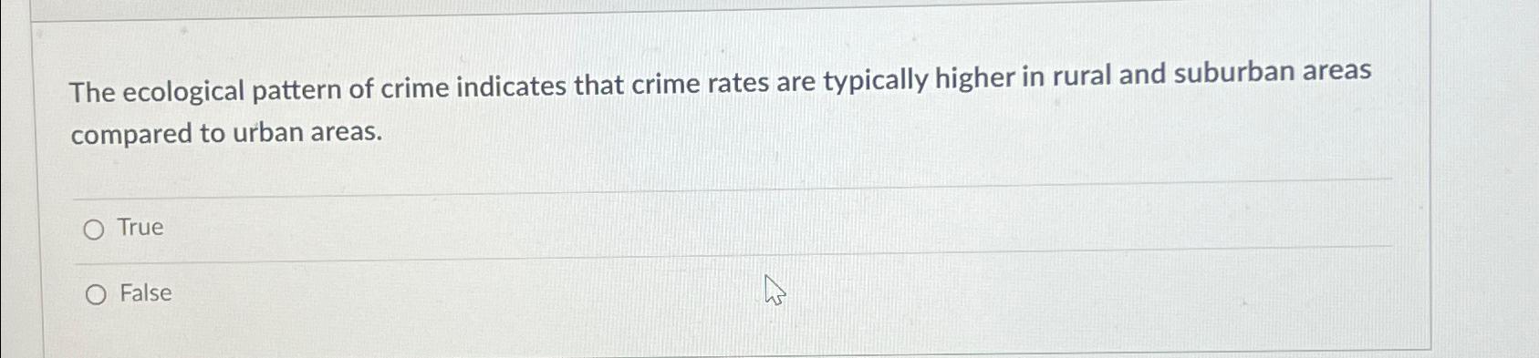 Solved The ecological pattern of crime indicates that crime | Chegg.com