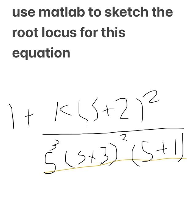 Solved use matlab to sketch the root locus for this equation | Chegg.com