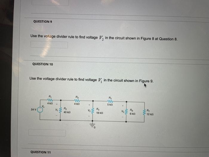 Solved Ron QUESTION 8 Use the voltage divider rule to find | Chegg.com
