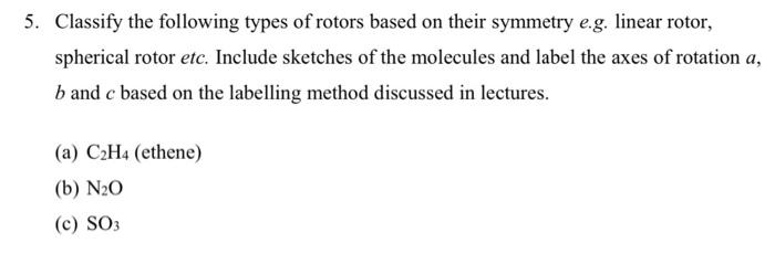 Solved 5. Classify the following types of rotors based on | Chegg.com