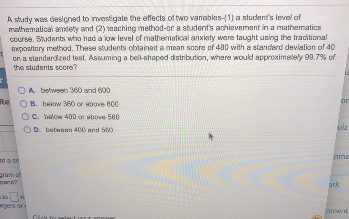 Solved A study was designed to investigate the effects of | Chegg.com