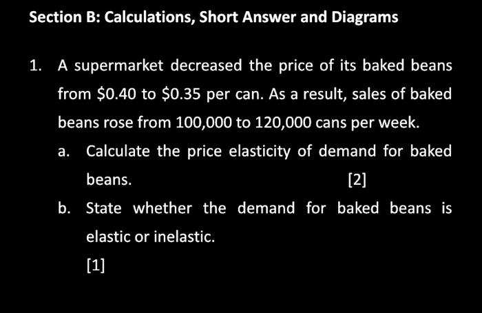 Solved Section B: Calculations, Short Answer And Diagrams 1. | Chegg.com