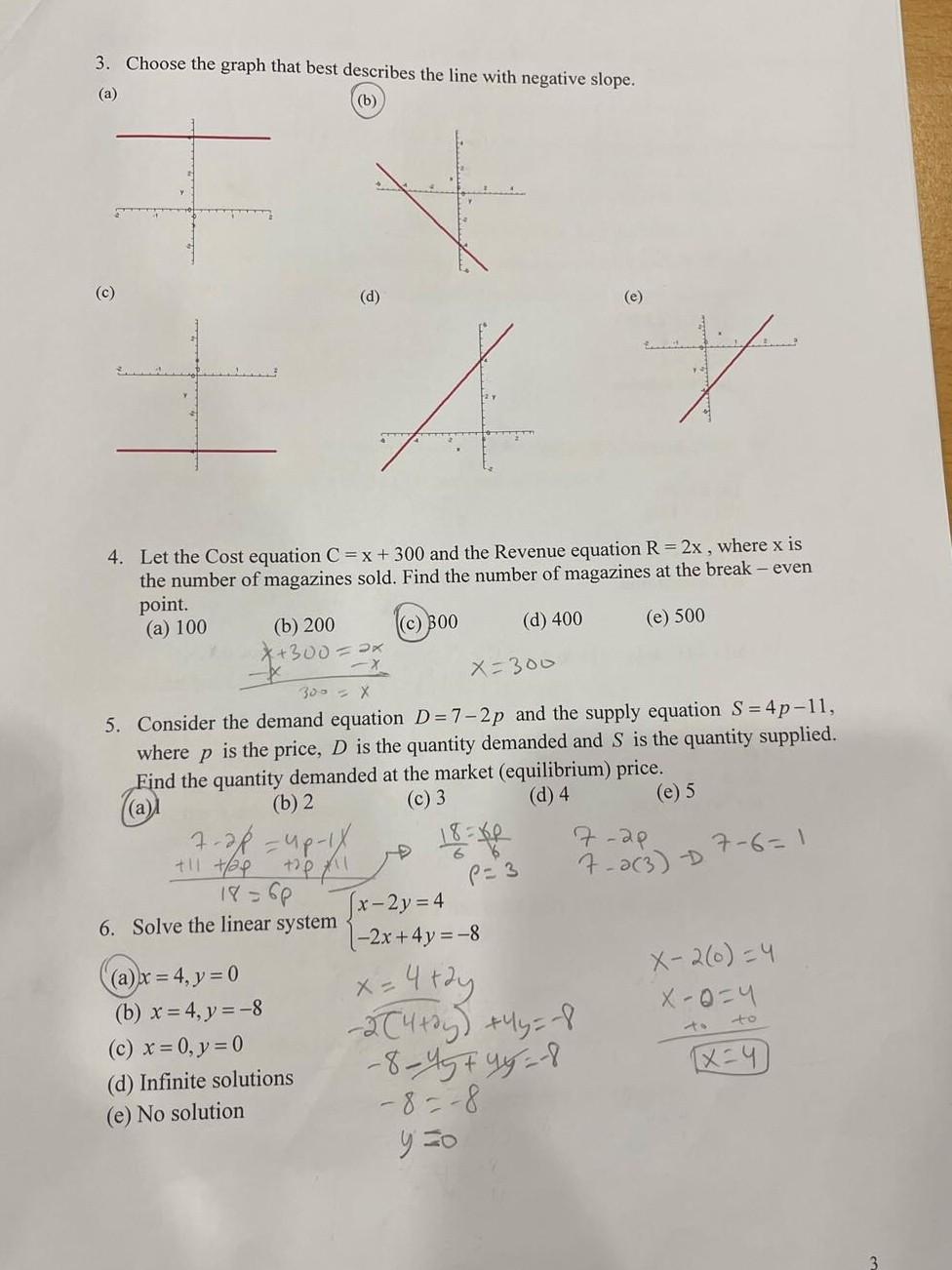 Solved 3. Choose the graph that best describes the line with | Chegg.com