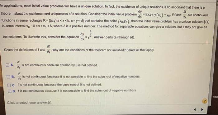 Solved In applications, most initial value problems will | Chegg.com
