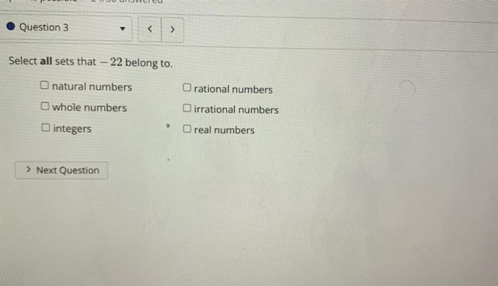 Solved Question 3 Select all sets that - 22 belong to. | Chegg.com