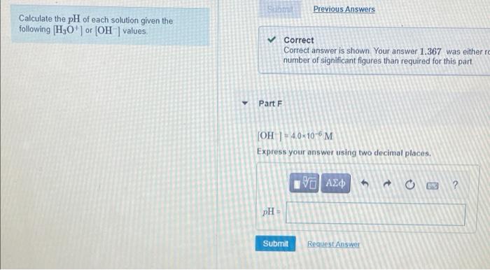 Solved Calculate The PH Of Each Solution Given The Following | Chegg.com