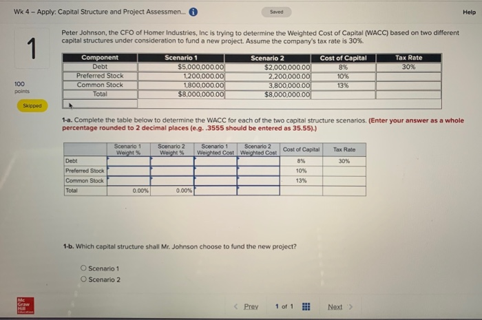 Solved Wk 4 - Apply: Capital Structure and Project | Chegg.com