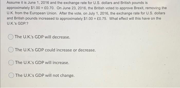 Solved Assume It Is June 1 2016 And The Exchange Rate For Chegg