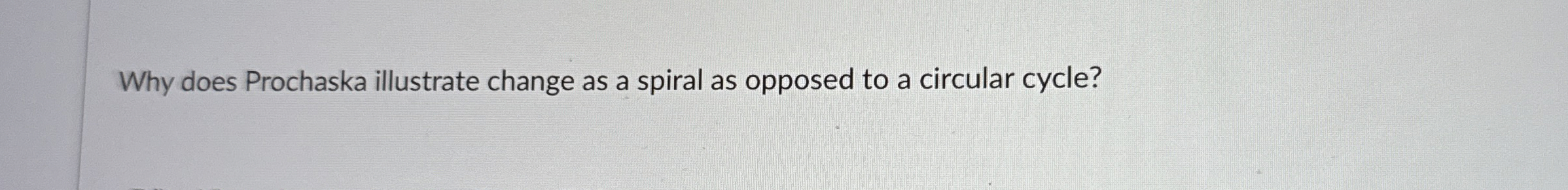 Solved Why does Prochaska illustrate change as a spiral as | Chegg.com