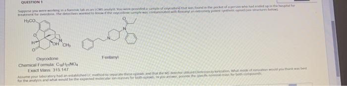 Solved Suppose you were working in a forensic tab as an LCMS | Chegg.com