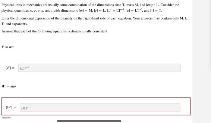 Units in Mechanics