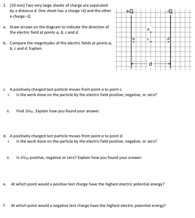 Solved 1. (20 Min) Two Very Large Sheets Of Charge Are | Chegg.com