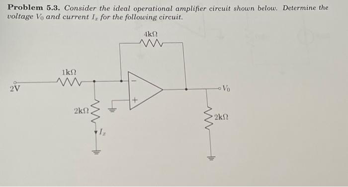 Solved Problem 5.3. Consider the ideal operational amplifier | Chegg.com