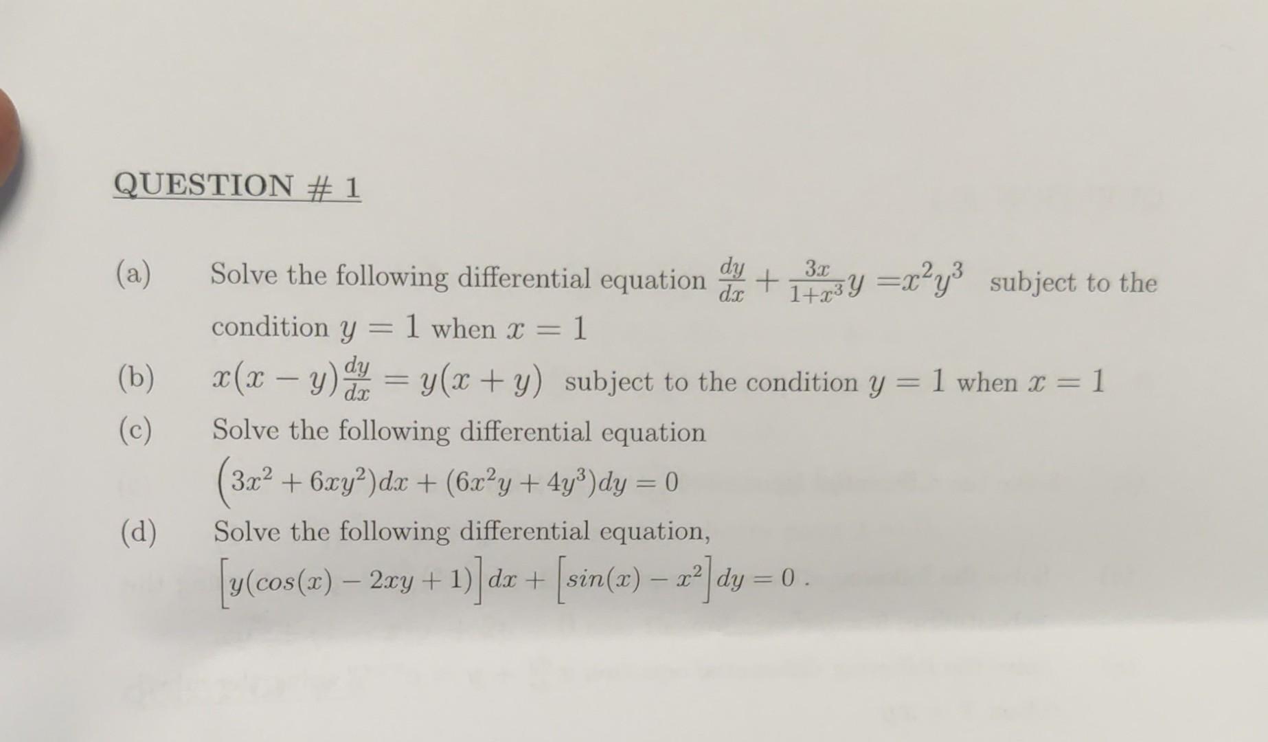 Solved (a) Solve the following differential equation | Chegg.com