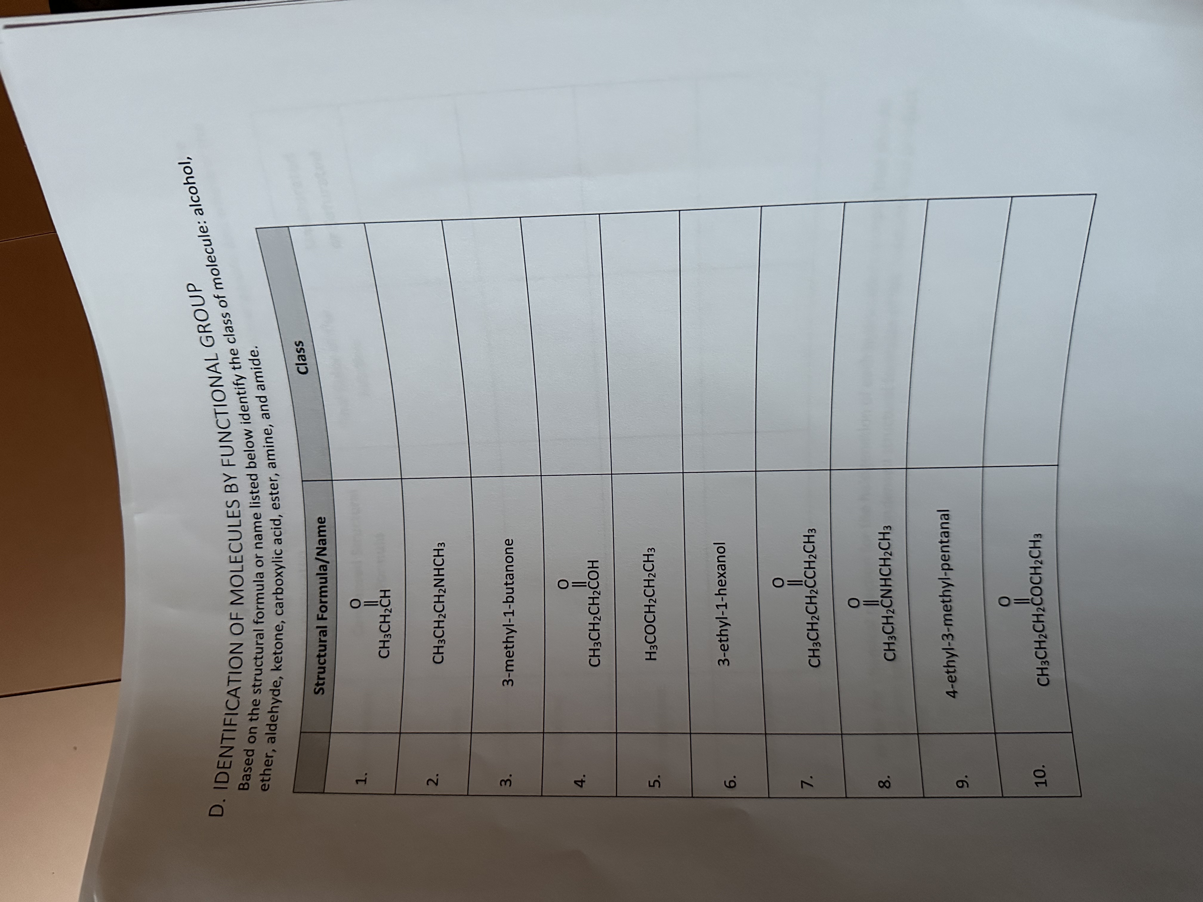 Solved HELP PLEASE D. IDENTIFICATION OF MOLECULES BY | Chegg.com