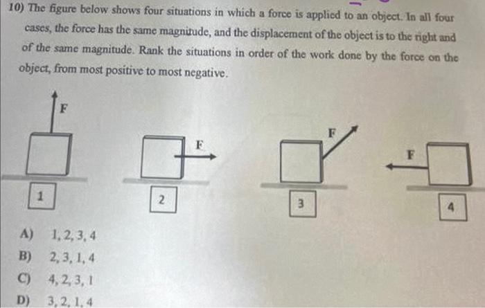 Solved 10) The figure below shows four situations in which a | Chegg.com