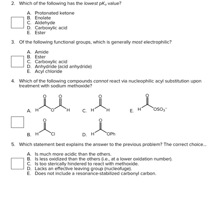 Solved Ch 2 Which Of The Following Has The Lowest Pk Va Chegg Com