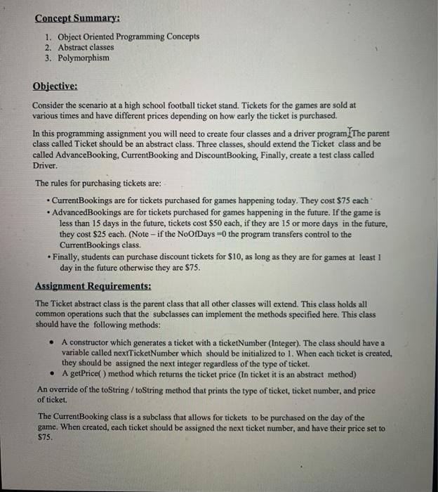 Concept Summary: 1. Object Oriented Programming | Chegg.com