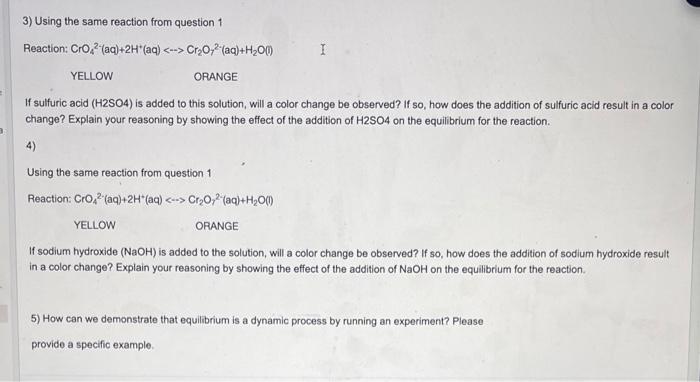 Solved 3) Using the same reaction from question 1 Reaction: | Chegg.com