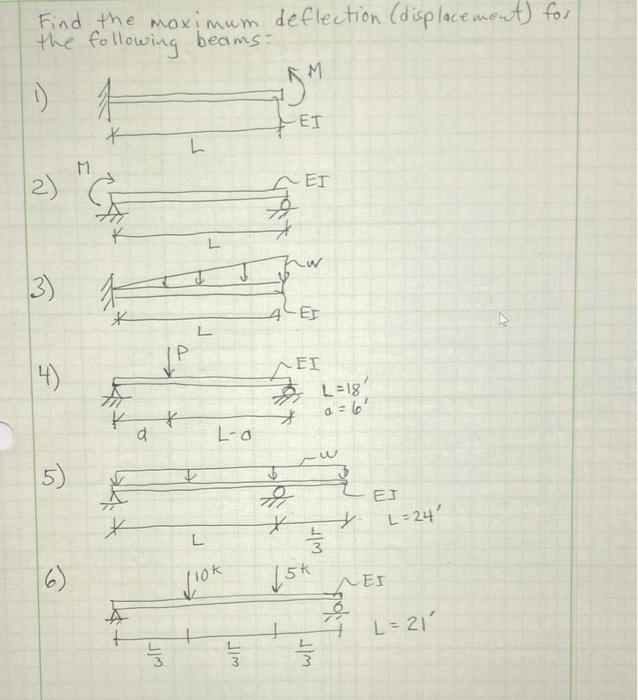Solved Find the maximum deflection (displacement) for the | Chegg.com