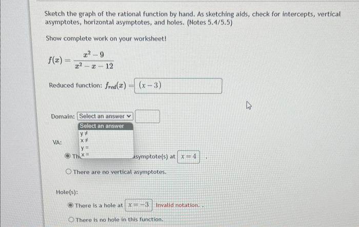 Solved Sketch the graph of the rational function by hand. As | Chegg.com