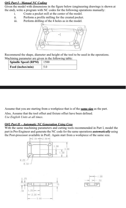 O#2 Part I - Manual NC Coding Given the model with | Chegg.com