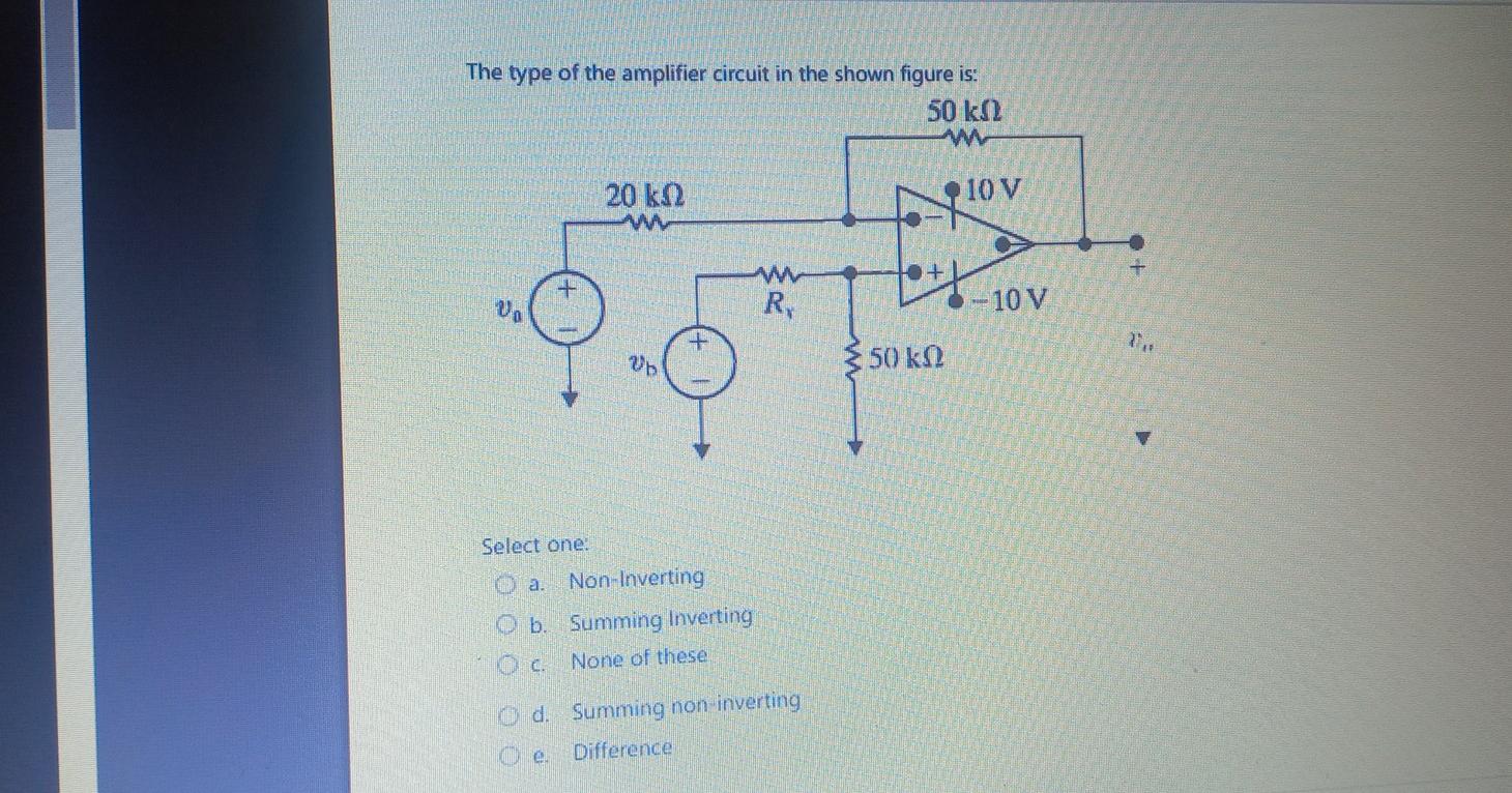 Solved The Type Of The Amplifier Circuit In The Shown Figure | Chegg.com