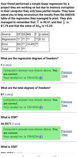 Solved Your friend performed a simple linear regression for | Chegg.com