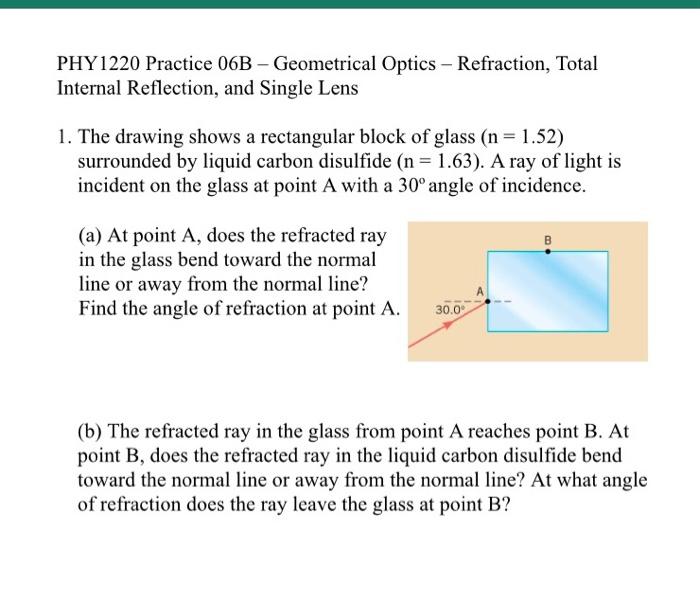 Solved PHY1220 Practice 06B - Geometrical Optics - | Chegg.com