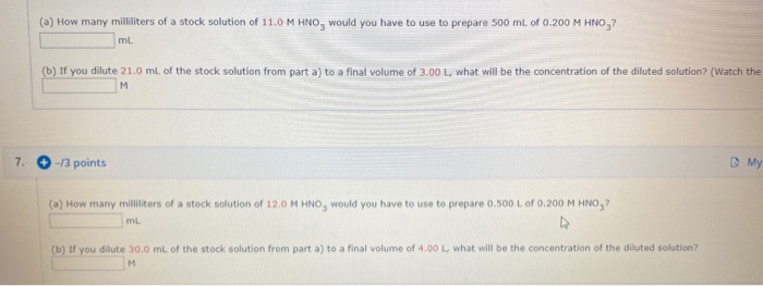 Solved (a) How many milliliters of a stock solution of 11.0 | Chegg.com