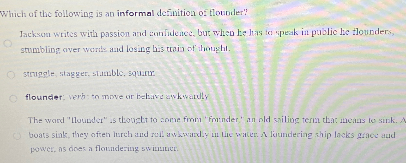 Solved Which of the following is an informal definition of