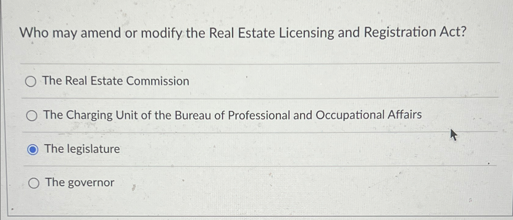 Solved Who may amend or modify the Real Estate Licensing and