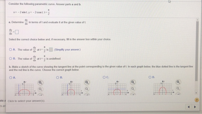 Solved Consider the following parametric curve. Answer parts | Chegg.com