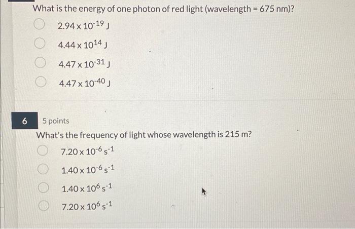 Solved What is the energy of one photon of red light | Chegg.com