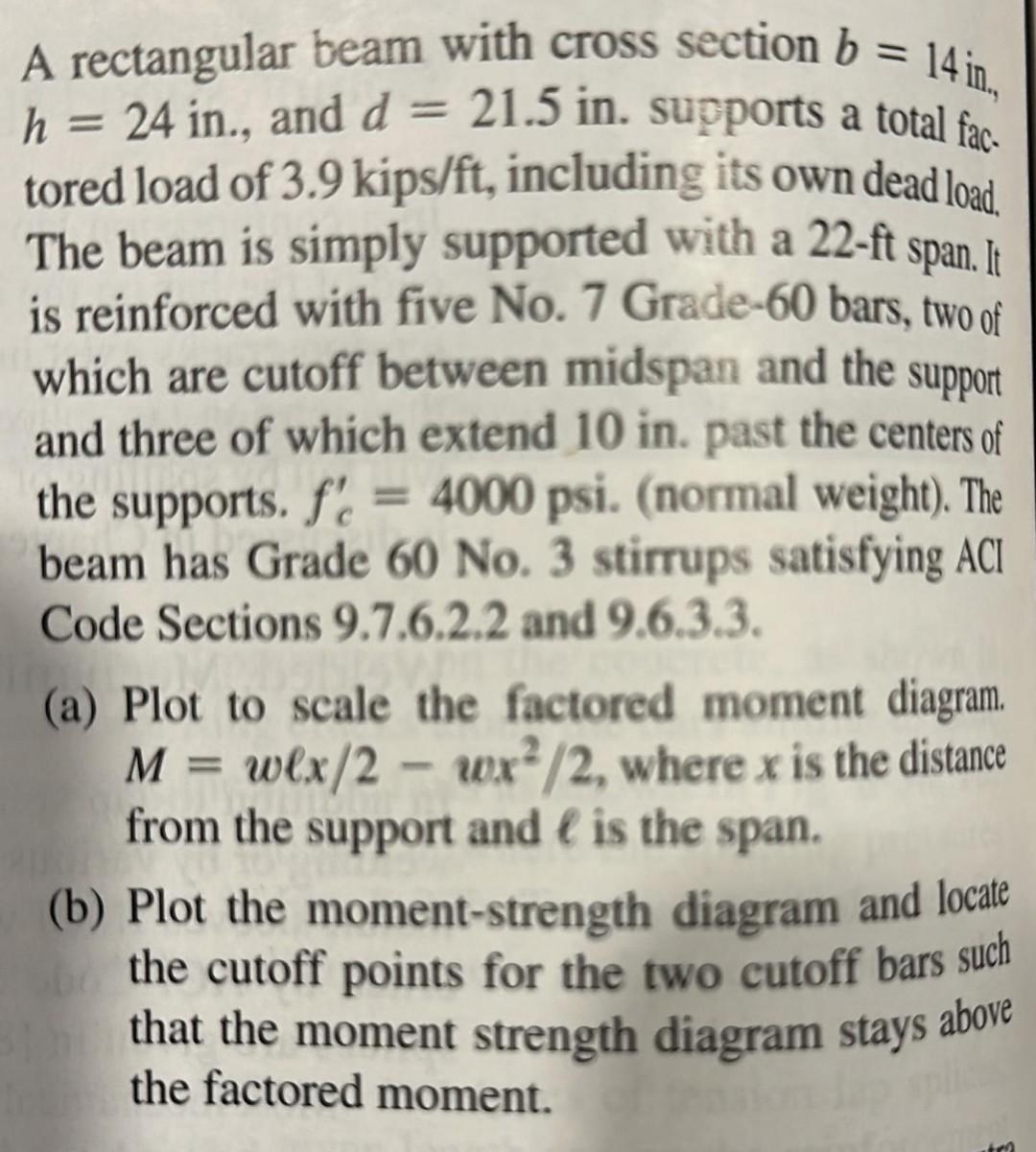 Solved A rectangular beam with cross section b=14 in, h=24 | Chegg.com