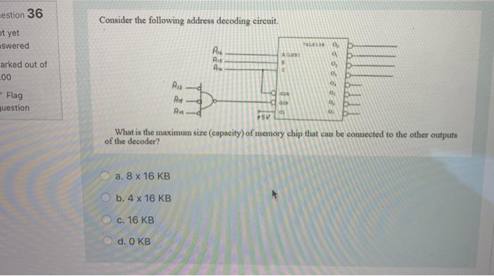 Solved estion 36 Consider the following address decoding | Chegg.com