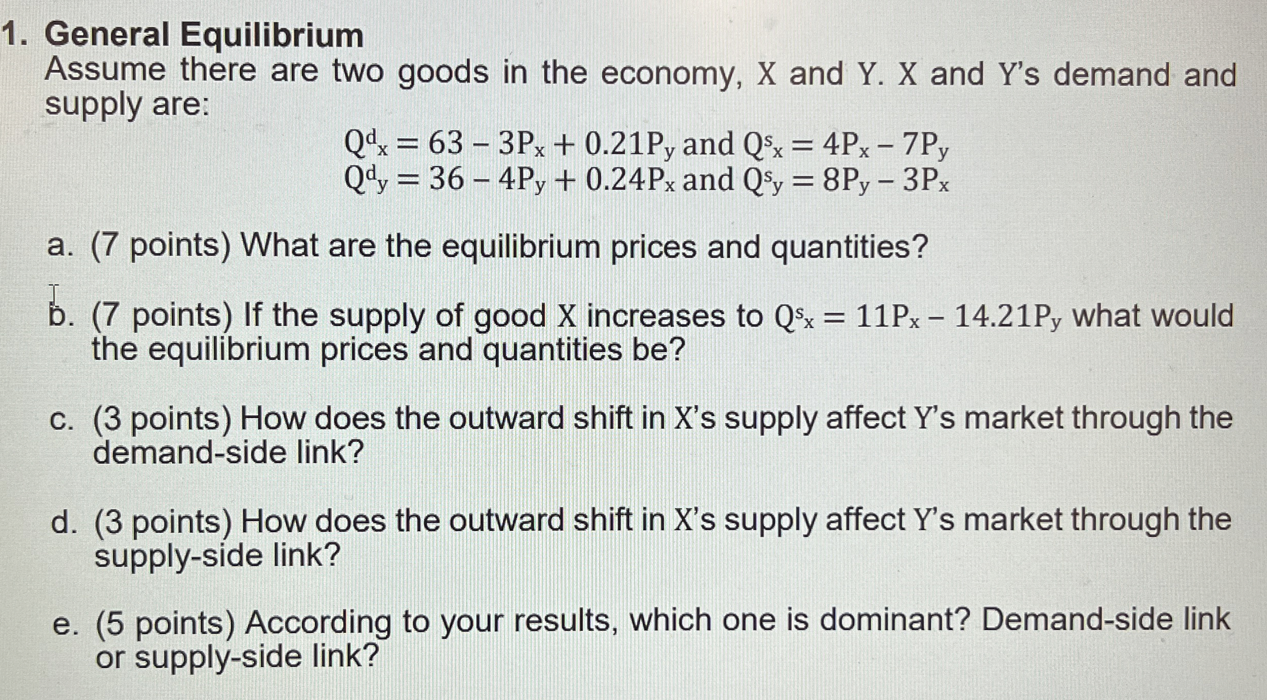 Solved General EquilibriumAssume there are two goods in the | Chegg.com