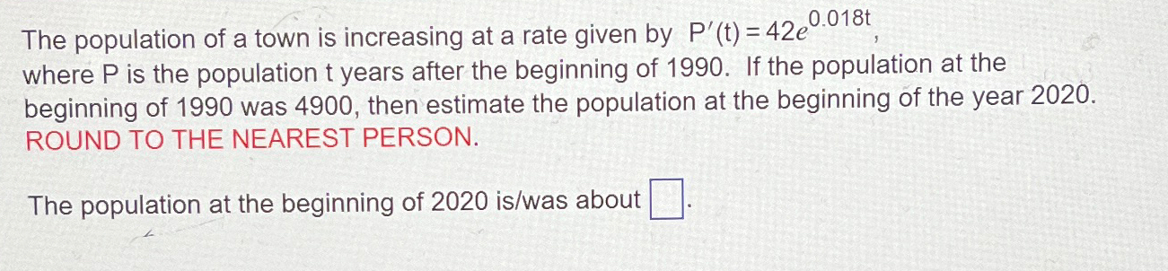 Solved The population of a town is increasing at a rate | Chegg.com