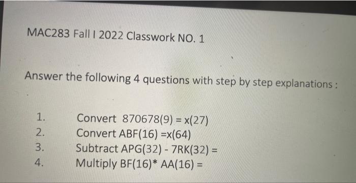 Solved Answer the following 4 questions with step by step | Chegg.com