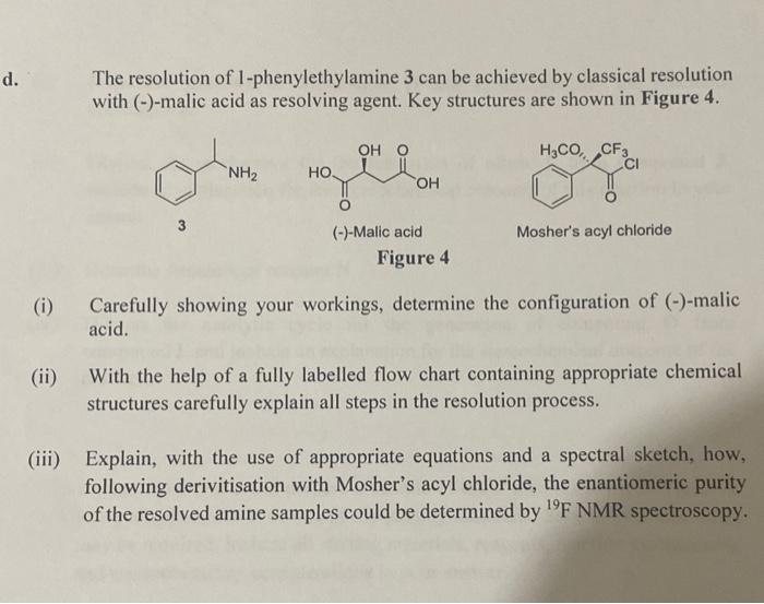 Solved The resolution of 1phenylethylamine 3 can be