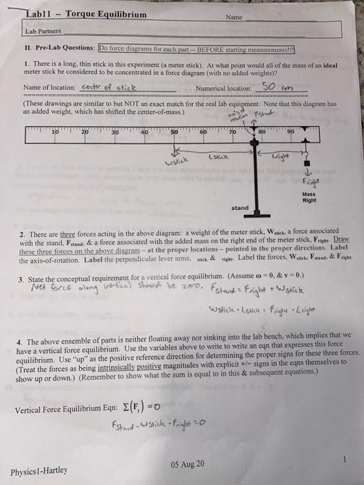 Solved need help with the post lab questions of a physics | Chegg.com