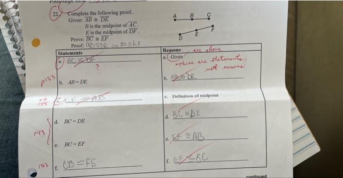 Solved Complete the following proot. Given: AB≅DE B is the | Chegg.com