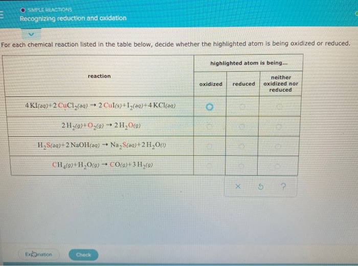 Solved O SIMPLE REACTIONS Recognizing reduction and