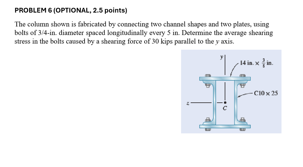Solved PROBLEM 6 (OPTIONAL, 2.5 ﻿points)The column shown is | Chegg.com