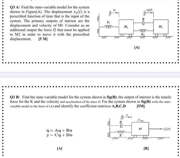 Solved B Q3 A/ Find the state-variable model for the system | Chegg.com