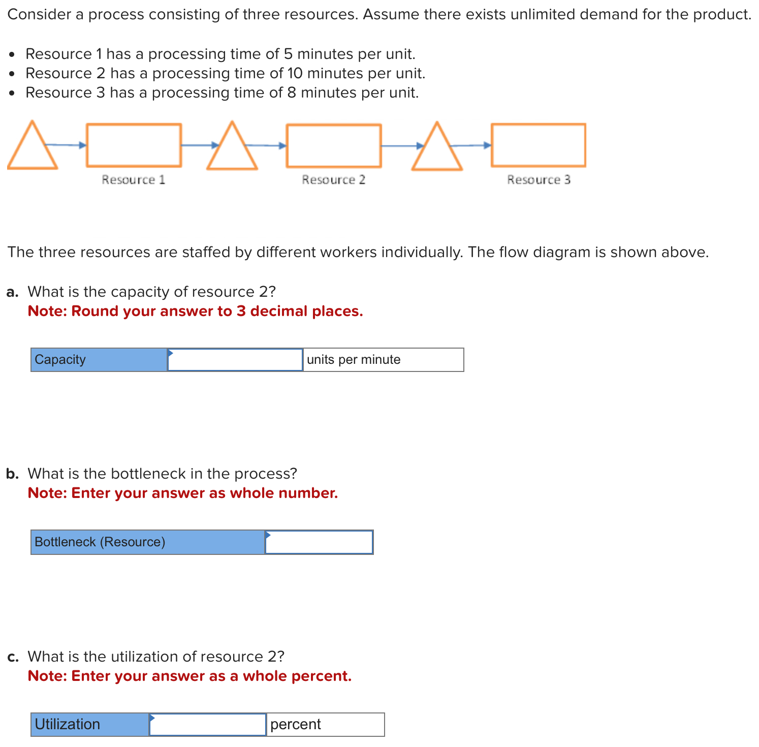 Solved Consider a process consisting of three resources. | Chegg.com