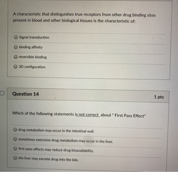Solved A characteristic that distinguishes true receptors | Chegg.com