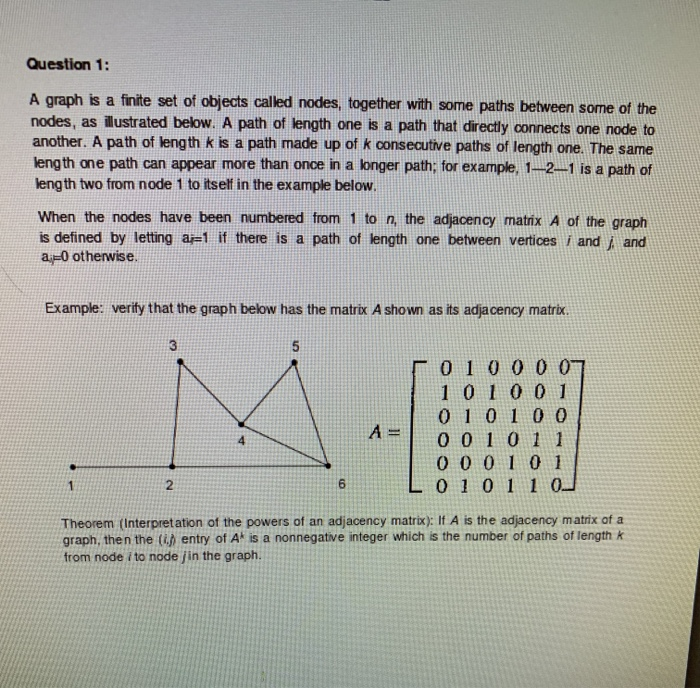 Solved Question 1: A graph is a finite set of objects called | Chegg.com