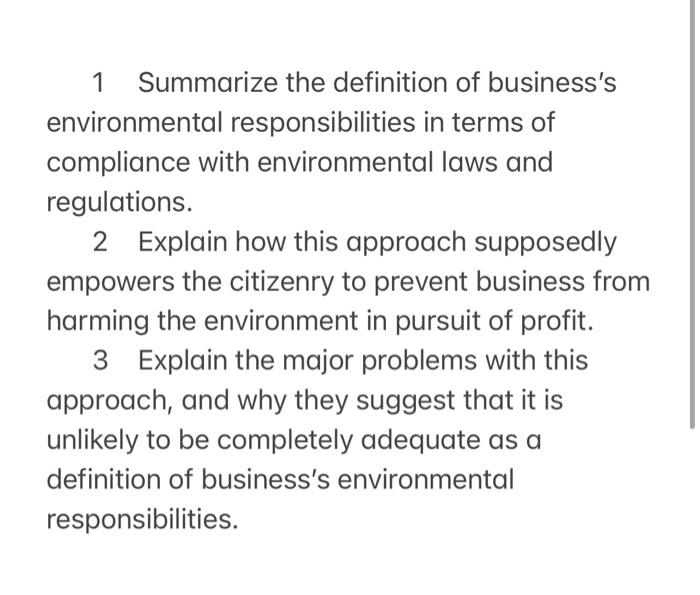 Solved 1 Summarize The Definition Of Business S Chegg Com